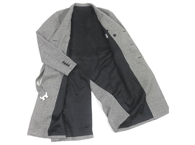 Dior Wool Houndstooth Chesterfield Coat 44 Black - view 3