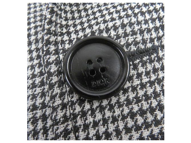 Dior Wool Houndstooth Chesterfield Coat 44 Black - view 5