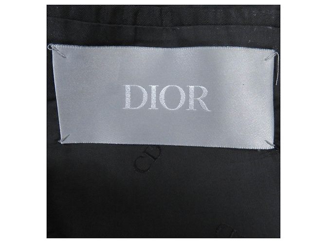 Dior Wool Houndstooth Chesterfield Coat 44 Black - view 7