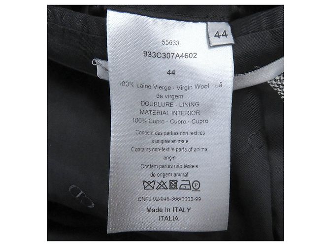 Dior Wool Houndstooth Chesterfield Coat 44 Black - view 8