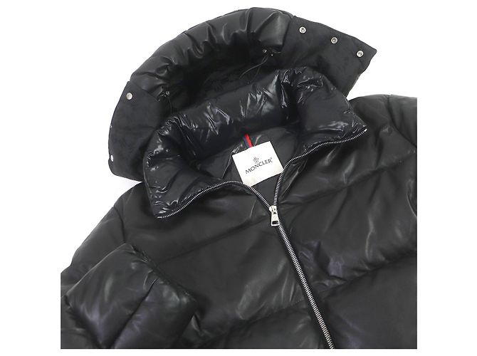 Moncler Lamb Leather Nylon Down Jacket Black - view 2