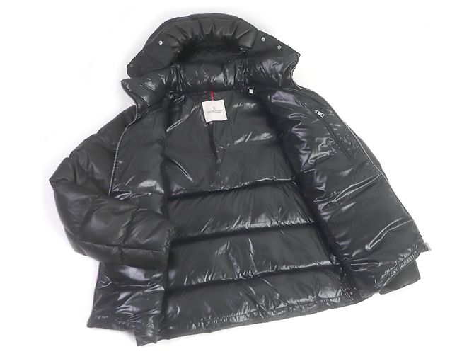 Moncler Lamb Leather Nylon Down Jacket Black - view 3