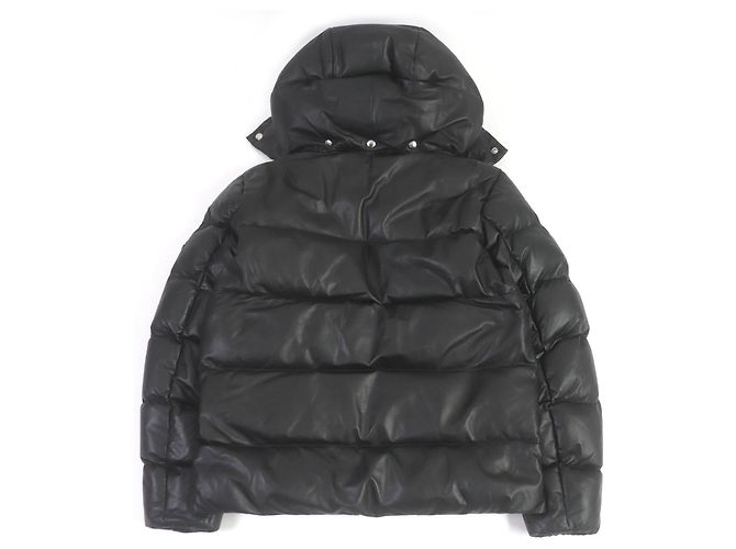 Moncler Lamb Leather Nylon Down Jacket Black - view 4
