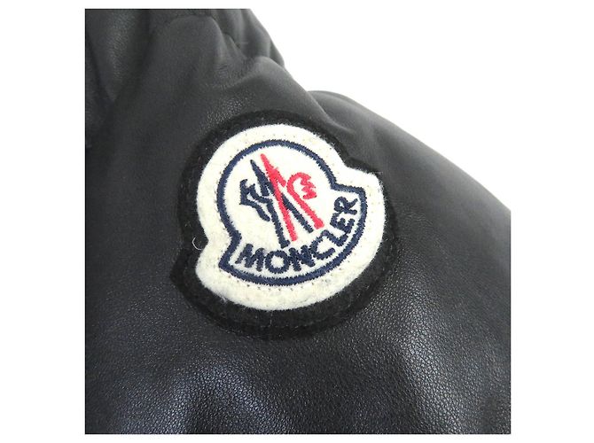 Moncler Lamb Leather Nylon Down Jacket Black - view 5
