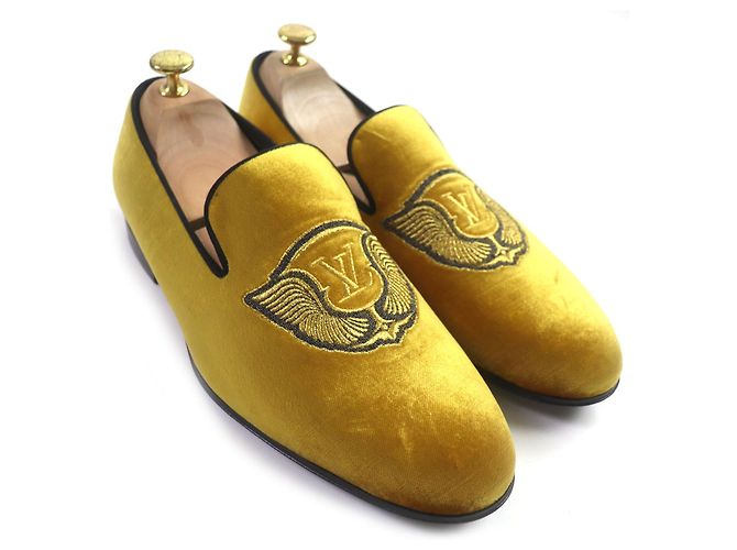 Mocassini in velluto ricamati Louis Vuitton Giallo - vista 2