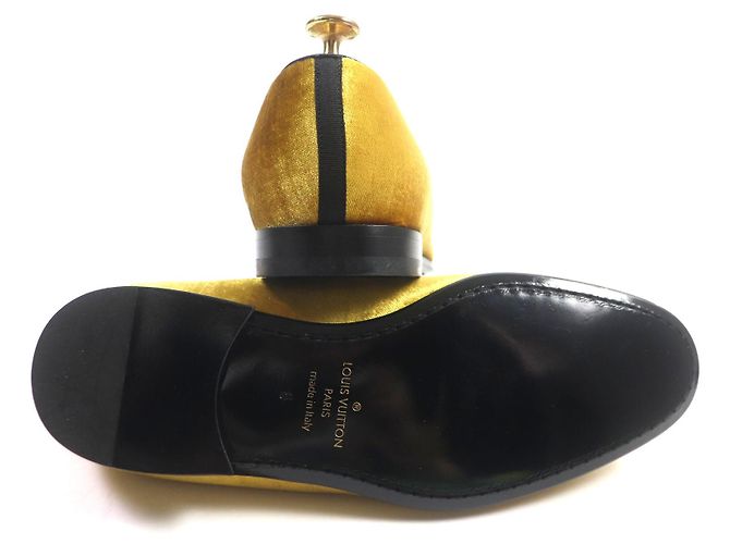 Mocassini in velluto ricamati Louis Vuitton Giallo - vista 4