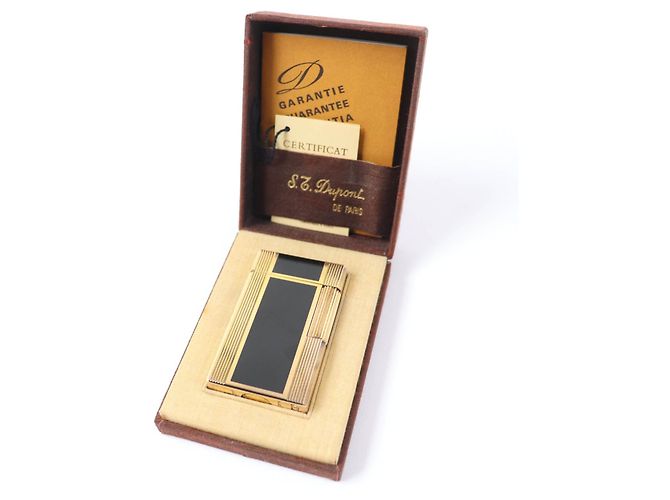 Autre Marque Dupont Line 1 Lacquer Roller Gas Lighter Black Gold - view 2