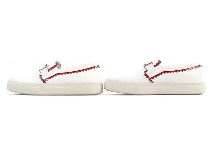 Sneakers Slip-On in Pelle Tod's Bianche Rosse 38 - vista 3