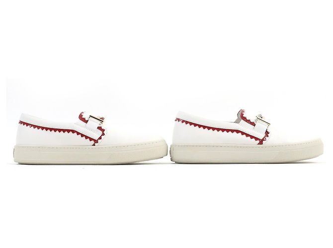 Sneakers Slip-On in Pelle Tod's Bianche Rosse 38 - vista 4
