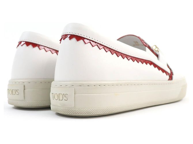 Sneakers Slip-On in Pelle Tod's Bianche Rosse 38 - vista 7