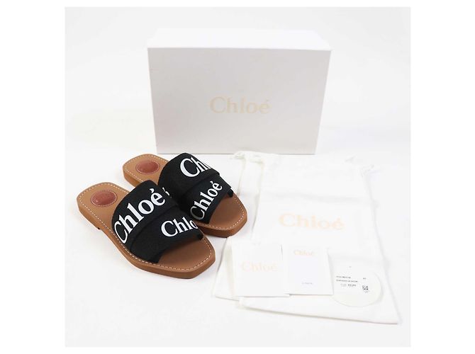 Chloé WOODY Mules Piani Sandali Nero Marrone - vista 2