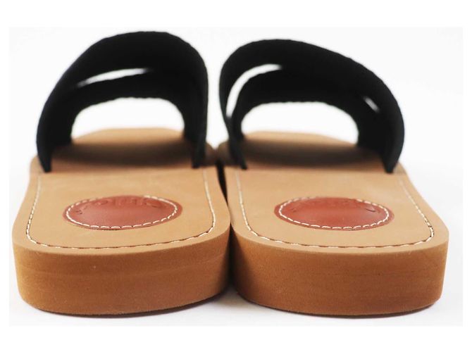 Chloé WOODY Mules Piani Sandali Nero Marrone - vista 3