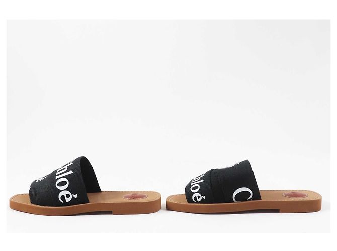 Chloé WOODY Mules Piani Sandali Nero Marrone - vista 4