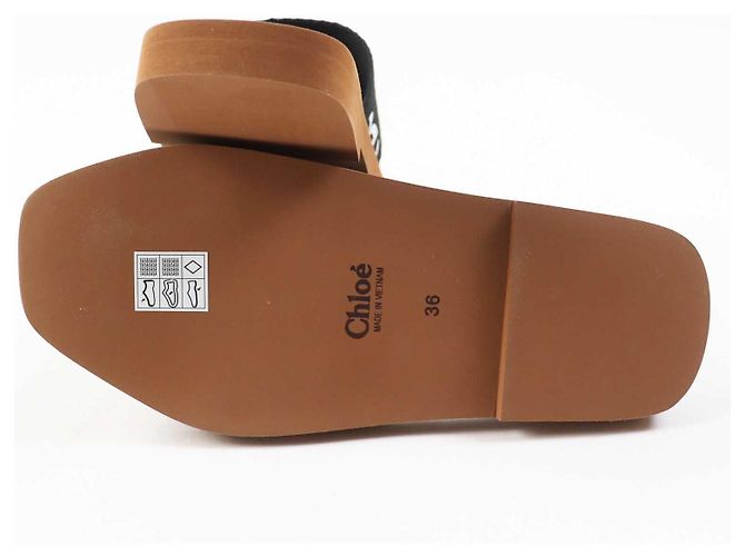 Chloé WOODY Mules Piani Sandali Nero Marrone - vista 5