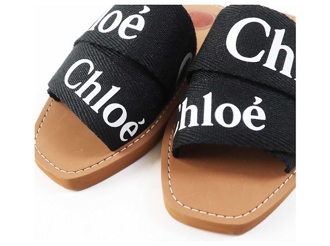 Chloé WOODY Mules Piani Sandali Nero Marrone - vista 6