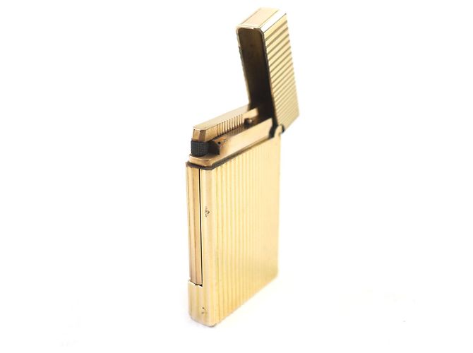 Autre Marque Dupont D Square Stripe Roller Gas Lighter Gold Golden - view 4