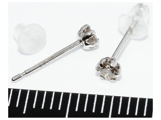 Autre Marque Pt900 Platin-Diamant-Ohrringe - Ansicht 3