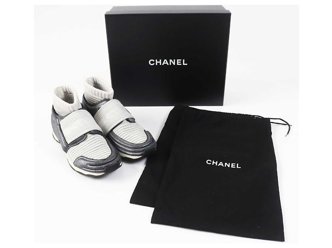 Chanel COCO Mark Strick-Sneaker grau 37,5 Braun - Ansicht 2