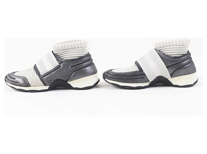 Chanel COCO Mark Strick-Sneaker grau 37,5 Braun - Ansicht 4
