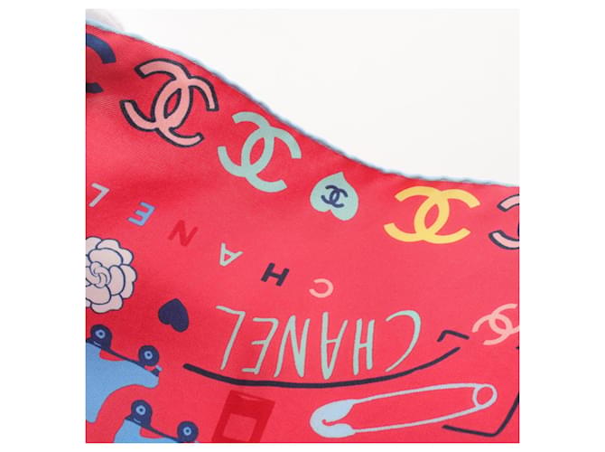 Seidenschal Chanel Coco Mark Rot Mehrfarben - Ansicht 6
