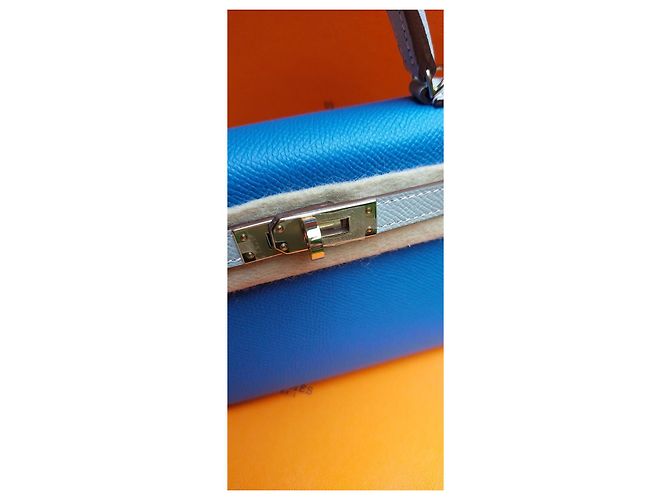 Hermès Kelly Sellier II Blu Epsom Grigio - vista 15