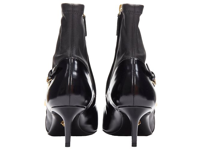 Botines de cuero con tacón kitten y pin de seguridad Medusa Punk de Versace - vista 6