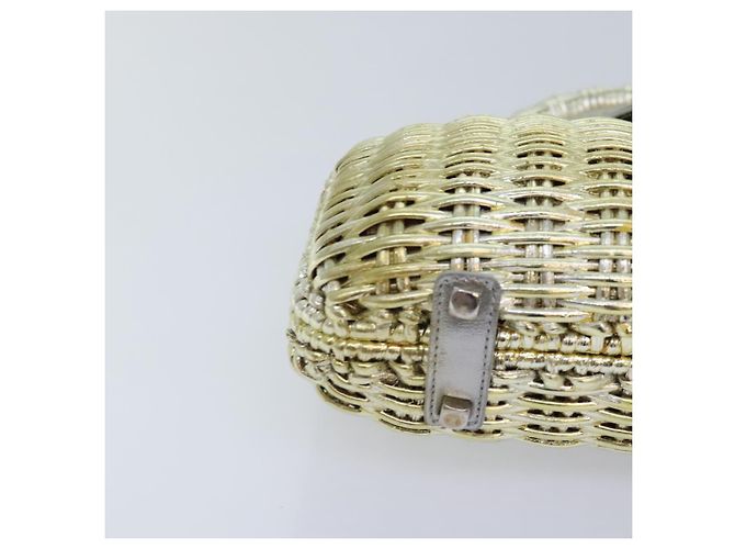 Borsa a mano Gancini in vimini argento oro Salvatore Ferragamo Auth 89809A D'oro - vista 10