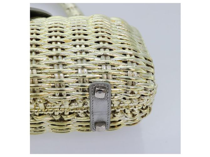 Borsa a mano Gancini in vimini argento oro Salvatore Ferragamo Auth 89809A D'oro - vista 11