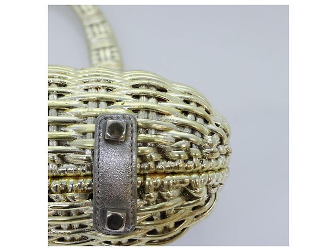 Borsa a mano Gancini in vimini argento oro Salvatore Ferragamo Auth 89809A D'oro - vista 13