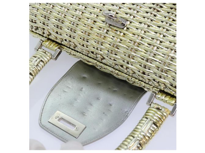 Borsa a mano Gancini in vimini argento oro Salvatore Ferragamo Auth 89809A D'oro - vista 15