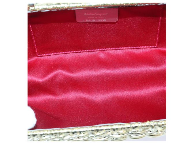 Borsa a mano Gancini in vimini argento oro Salvatore Ferragamo Auth 89809A D'oro - vista 17