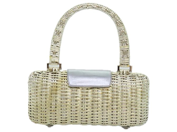 Borsa a mano Gancini in vimini argento oro Salvatore Ferragamo Auth 89809A D'oro - vista 3