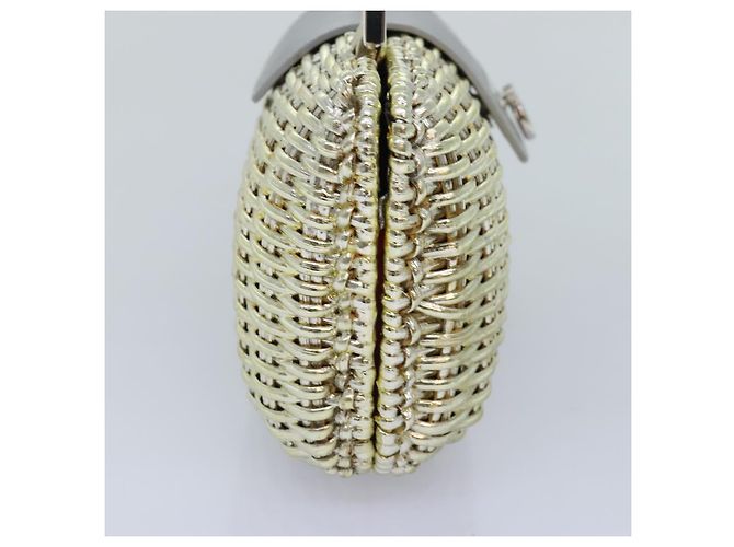 Borsa a mano Gancini in vimini argento oro Salvatore Ferragamo Auth 89809A D'oro - vista 4