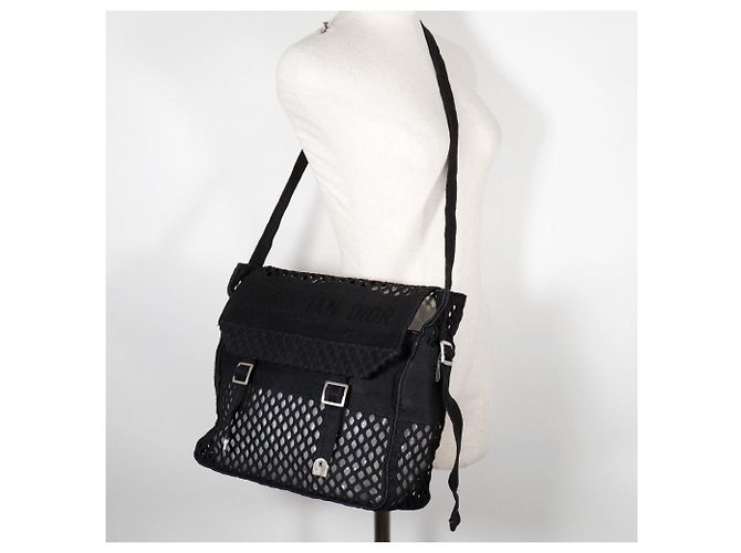 Borsa a spalla in rete nera Christian Dior Nero - vista 10