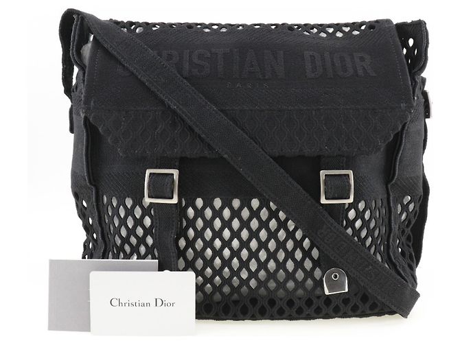 Borsa a spalla in rete nera Christian Dior Nero - vista 11