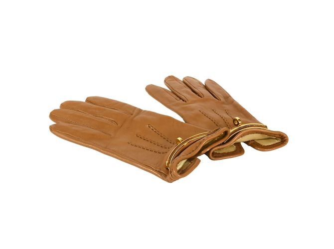 Hermès Hermes Kelly Handschuhe aus braunem Lammleder - Ansicht 3