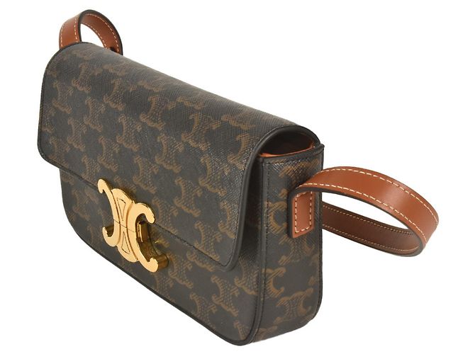 Céline Celine Triomphe Schultertasche Schwarz Dunkelbraun - Ansicht 2