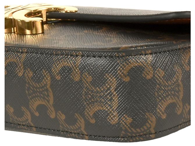 Céline Celine Triomphe Schultertasche Schwarz Dunkelbraun - Ansicht 4
