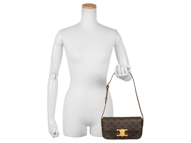 Céline Celine Triomphe Schultertasche Schwarz Dunkelbraun - Ansicht 7