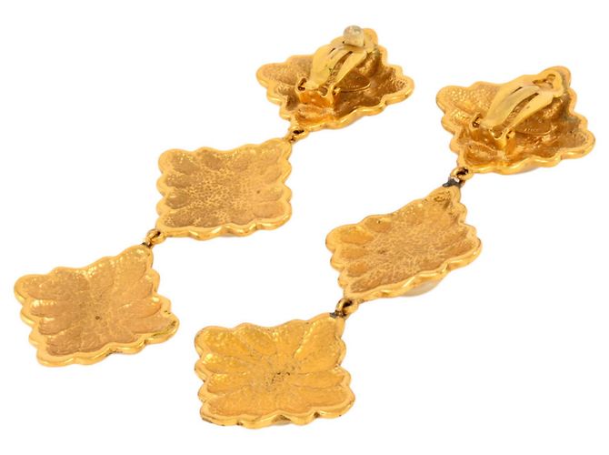 Orecchini a clip dorati Chanel con perle artificiali D'oro - vista 3