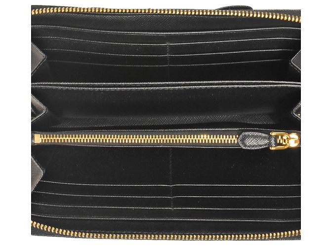 Prada Saffiano Langbörse mit Band Schwarz - Ansicht 4