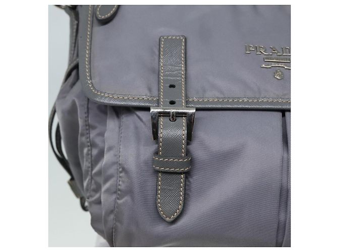 PRADA Schultertasche Nylon Grau Silber Authentisch 89792 Braun - Ansicht 18