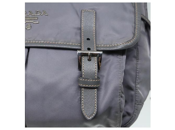 PRADA Schultertasche Nylon Grau Silber Authentisch 89792 Braun - Ansicht 19
