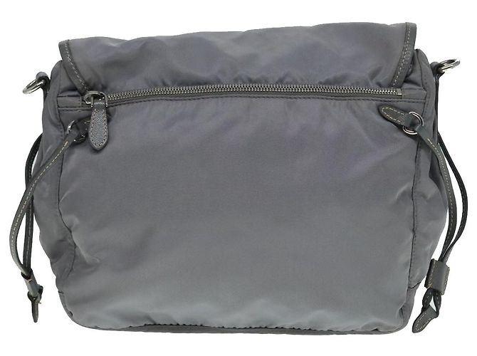 PRADA Schultertasche Nylon Grau Silber Authentisch 89792 Braun - Ansicht 2