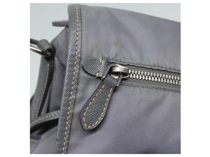 PRADA Schultertasche Nylon Grau Silber Authentisch 89792 Braun - Ansicht 21