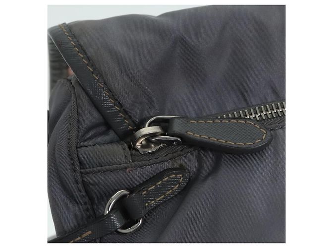 PRADA Schultertasche Nylon Grau Silber Authentisch 89792 Braun - Ansicht 22
