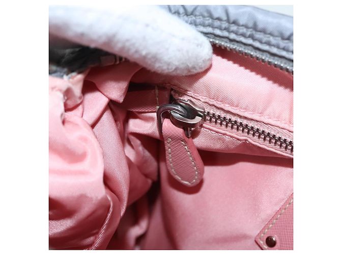 PRADA Schultertasche Nylon Grau Silber Authentisch 89792 Braun - Ansicht 27