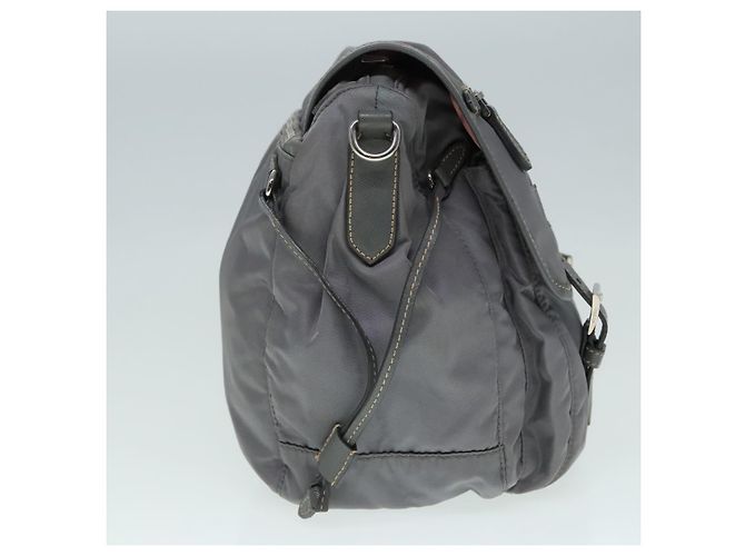 PRADA Schultertasche Nylon Grau Silber Authentisch 89792 Braun - Ansicht 4