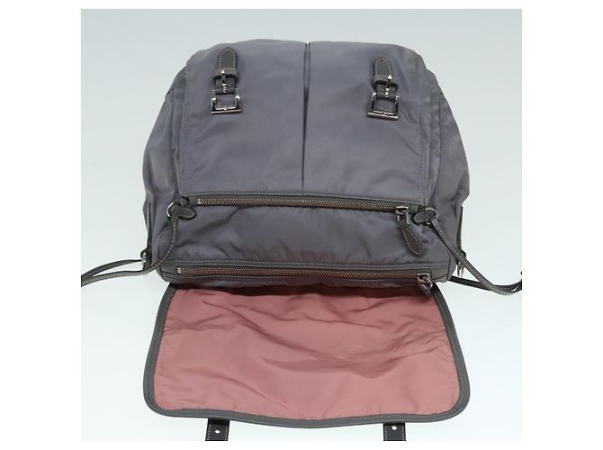 PRADA Schultertasche Nylon Grau Silber Authentisch 89792 Braun - Ansicht 9