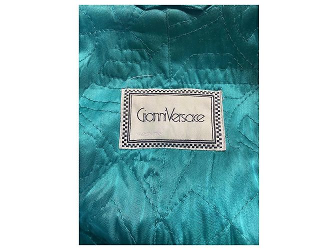 Cappotto di lana turchese Gianni Versace - vista 6